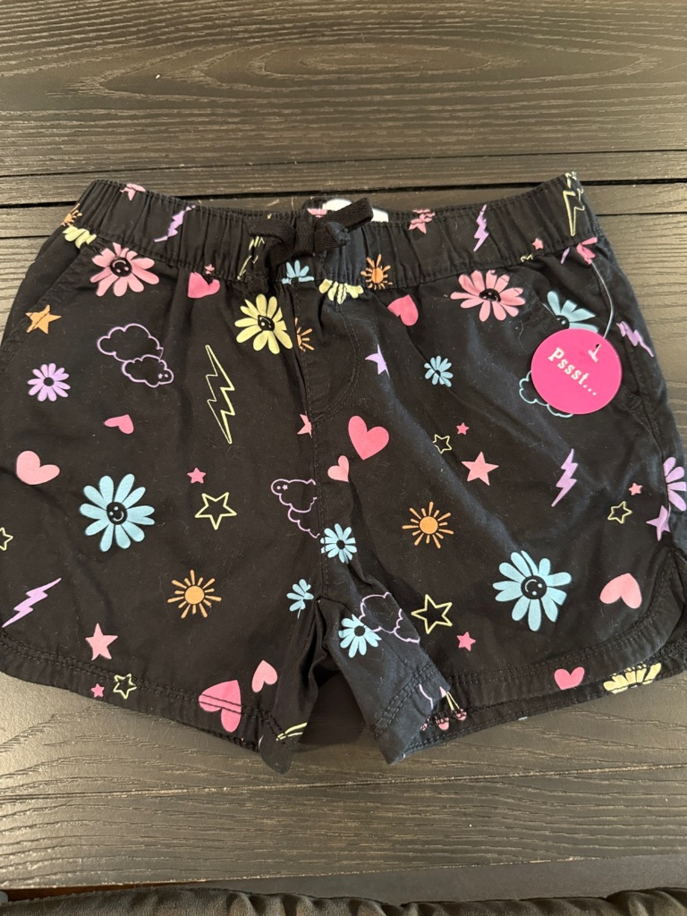The Children's Place Black Floral & Icon Pull-On Shorts with Pastel Prints